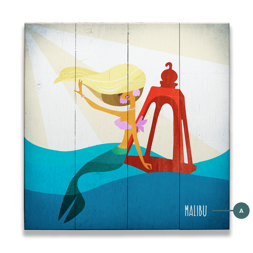 Mermaid's Beacon: Square - Wood & Metal Wall Art