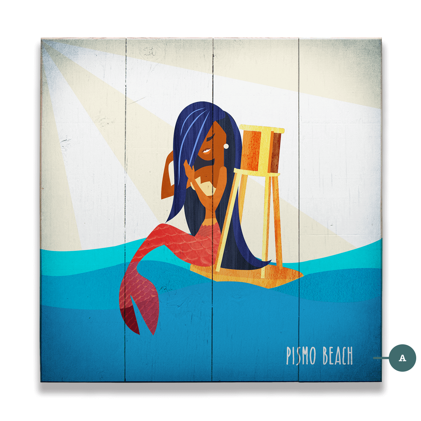 Mermaid's Watch: Square - Wood & Metal Wall Art