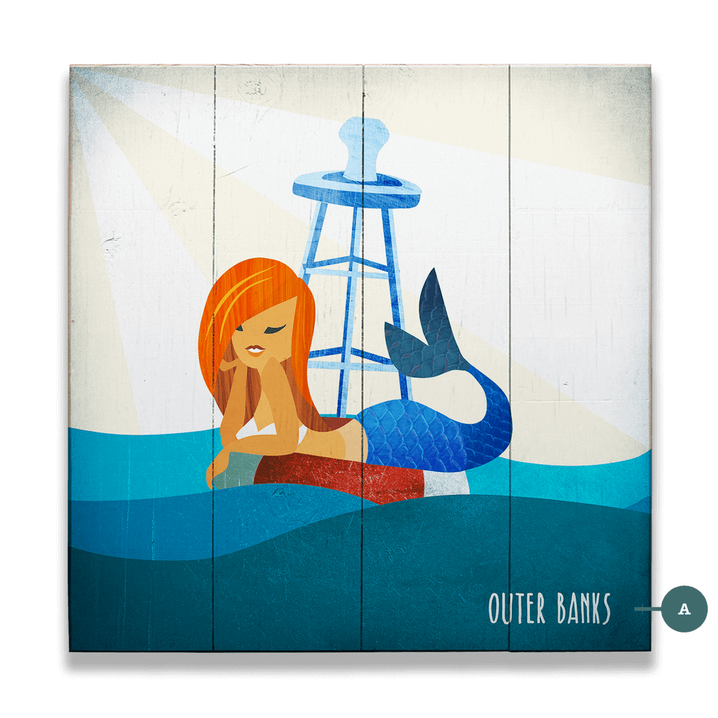 Mermaid's Rest: Square - Wood & Metal Wall Art