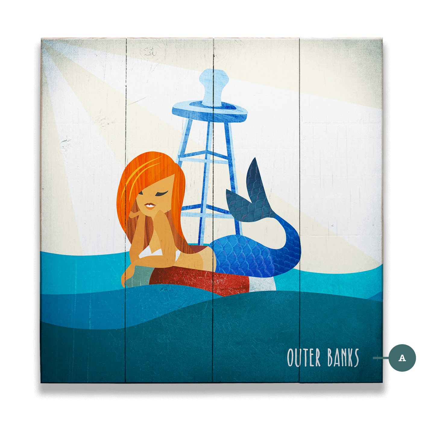 Mermaid's Rest: Square - Wood & Metal Wall Art