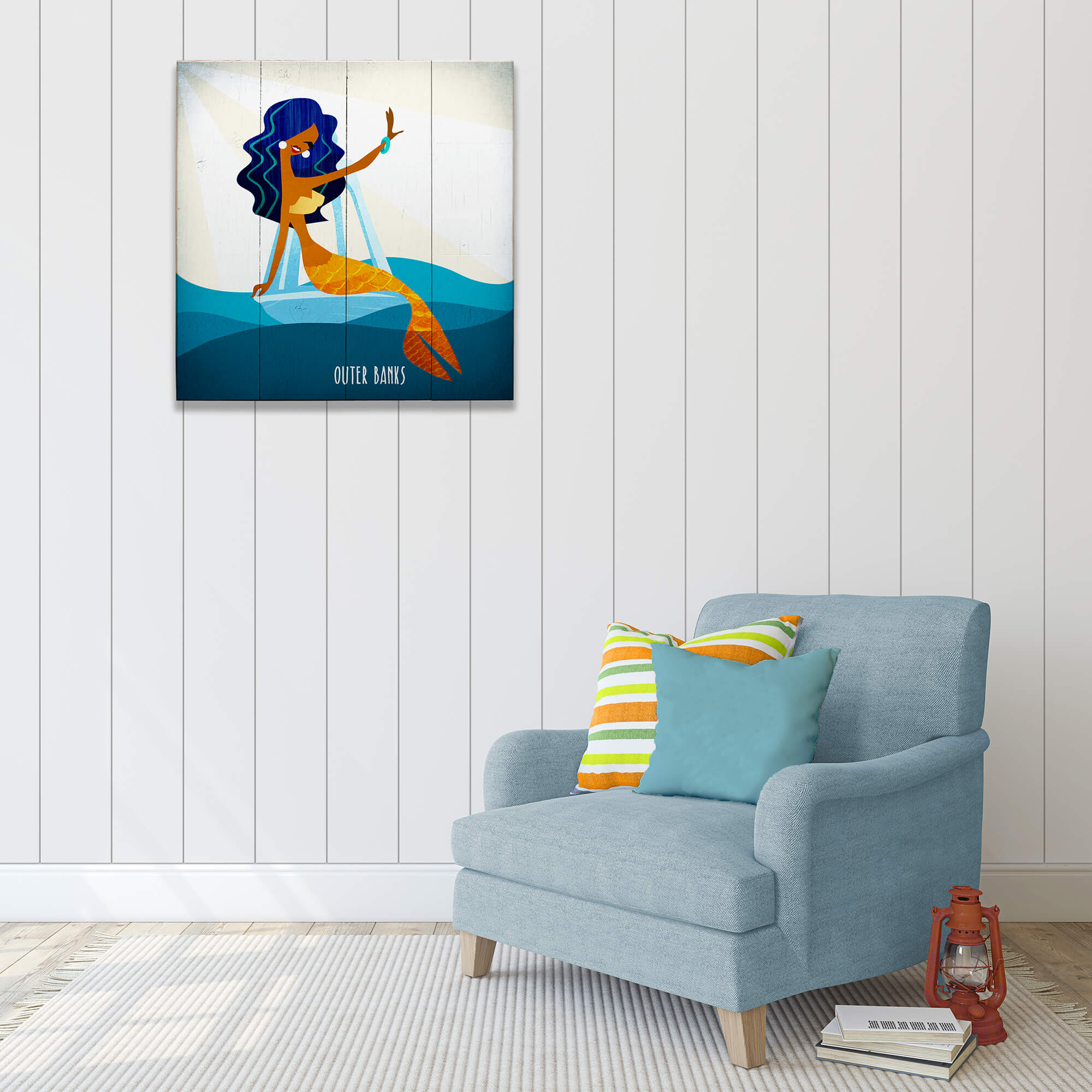 Mermaid's Wave: Square - Wood & Metal Wall Art