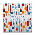 Lake House Buoy Welcome: Square - Wood & Metal Wall Art