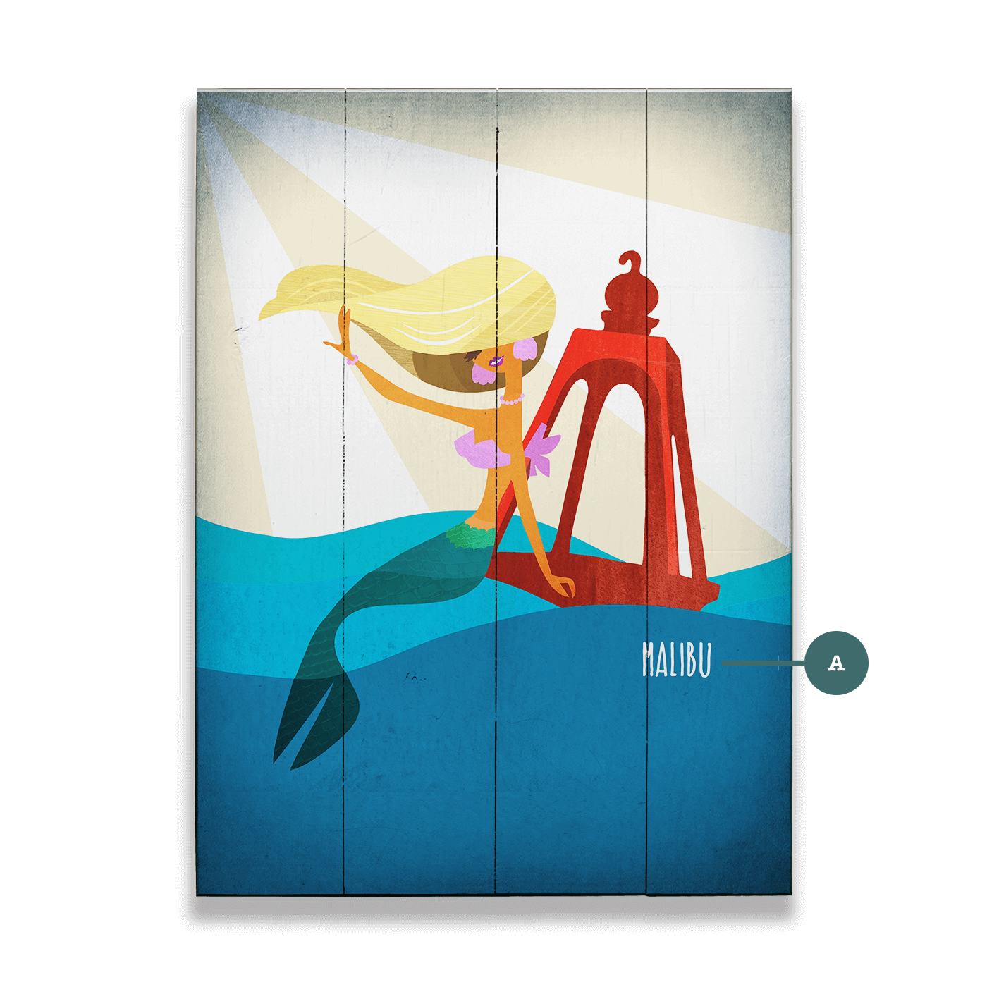 Mermaid's Beacon: Portrait - Wood & Metal Wall Art