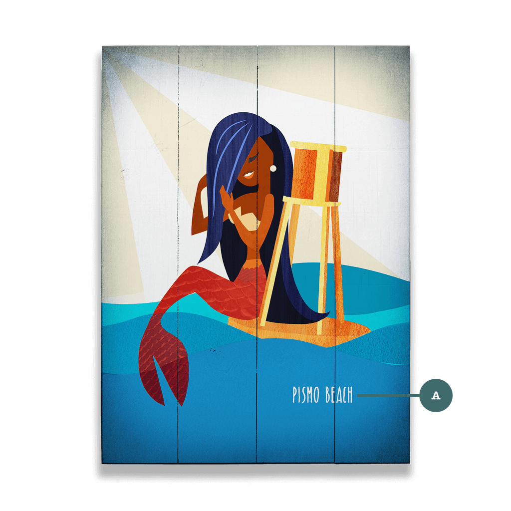 Mermaid's Watch: Portrait - Wood & Metal Wall Art