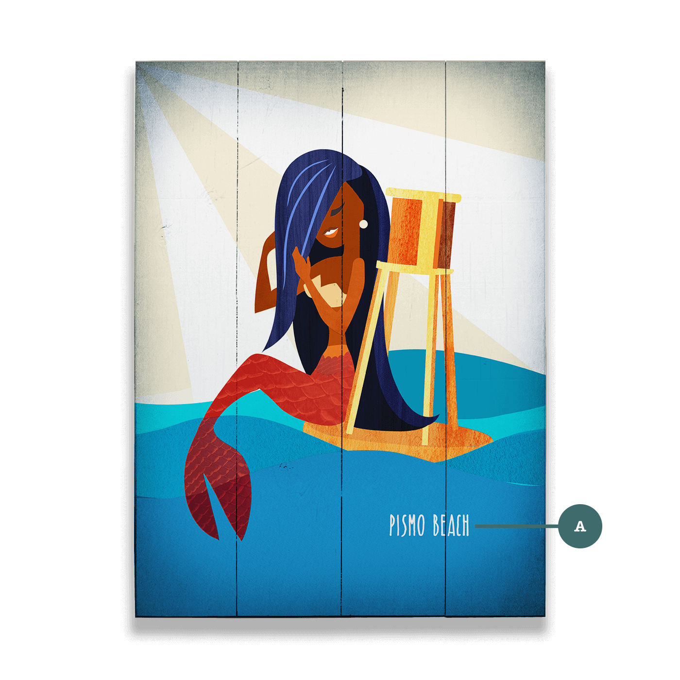 Mermaid's Watch: Portrait - Wood & Metal Wall Art