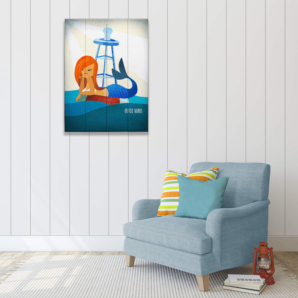 Mermaid's Rest: Portrait - Wood & Metal Wall Art