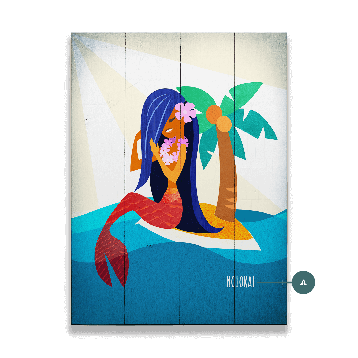 Mermaid's Retreat: Portrait - Wood & Metal Wall Art