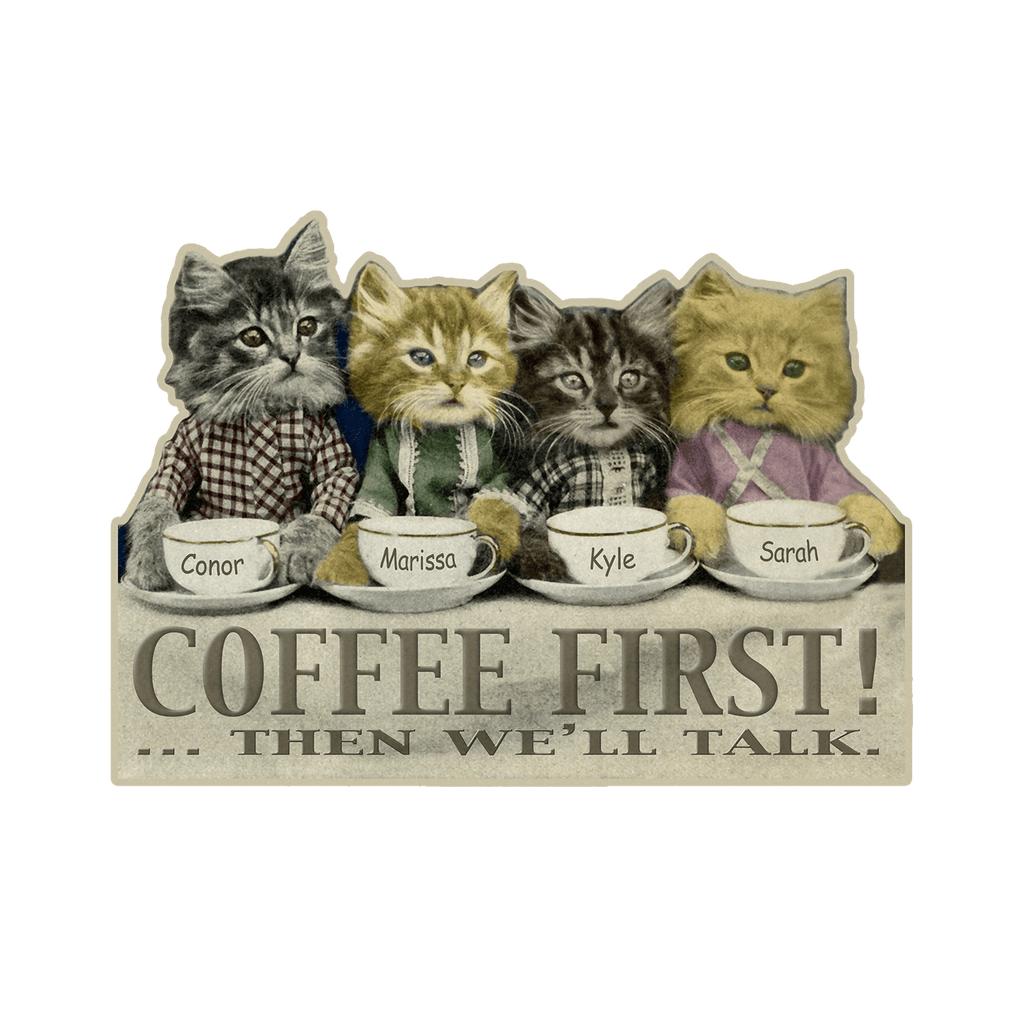 Coffee First Kittens - Wood Wall Decor