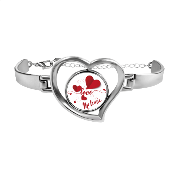 Personalised Heart Bracelet – Custom Name Love Bangle