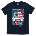 American Girl Retro Groovy 4th Of July Smile Peace T-Shirt