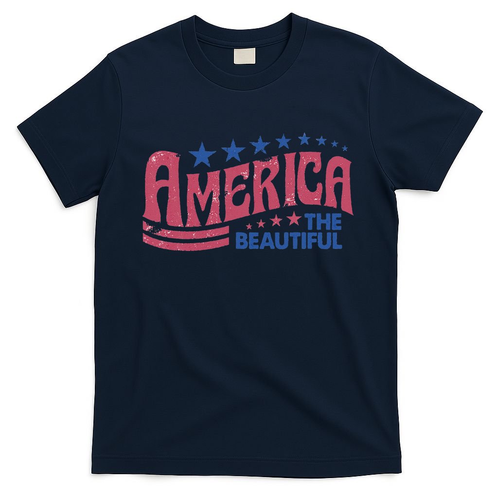 America The Beautiful Retro Vintage American 4th Of July T-Shirt