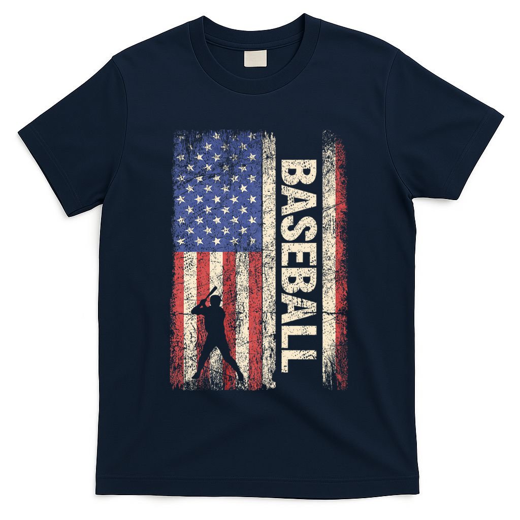 Baseball American Us Flag Vintage 4th Of July T-Shirt
