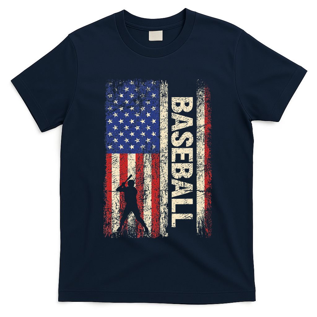 Baseball American Us Flag Vintage 4th Of July T-Shirt