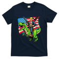 Bald Eagle Us Flag Trump Riding A Trex T-Shirt