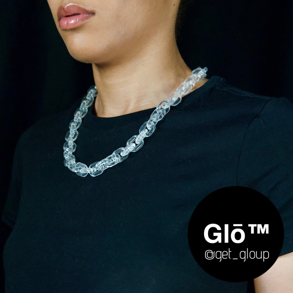 Clear Anchor Link Necklace – Acrylic Glass Chain for Y2K Fashion, Layering & Minimalist Style
