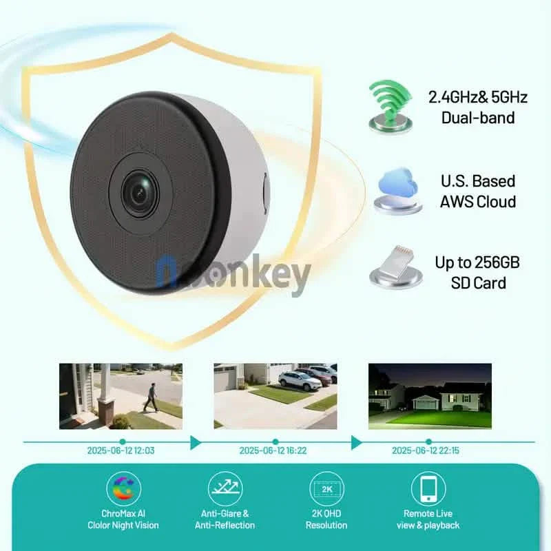 2K Wireless Indoor Camera – 5GHz & 2.4GHz WiFi ChroMax AI Color Night Vision 24/7 Recording