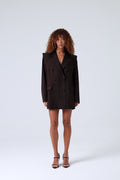 Brown Double-Breasted Virgin Wool Blazer| Monica Blazer