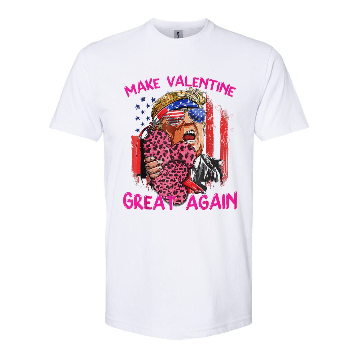 Funny Trump Make Valentine Great Again Usa Flag Valentines Softstyle CVC T-Shirt