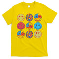 Happy 4th Of July Groovy Smile Face Red White Blue Usa Flag T-Shirt