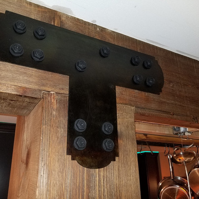 Decorative Design T Bracket for 6x6 Post, 6 Inch T Bracket Bolt Plate, T Support Bracket, Steel Bracket, 6 inch, Center Bracket, Truss Plate