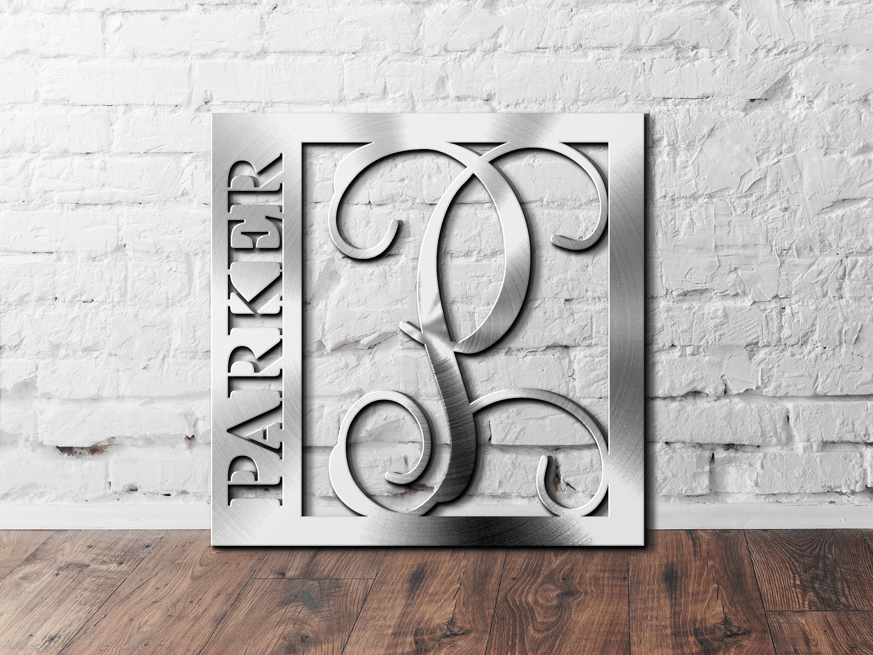 Last Name Monogram Sign, Last Name with Initial Monogram Sign, Custom Initial Sign, Personalized Last Name Sign, Metal Wall Décor Sign