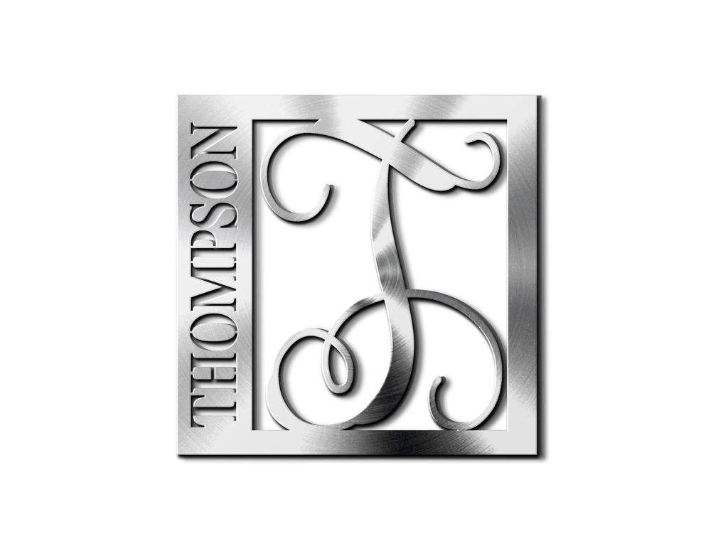 Last Name Monogram Sign, Last Name with Initial Monogram Sign, Custom Initial Sign, Personalized Last Name Sign, Metal Wall Décor Sign