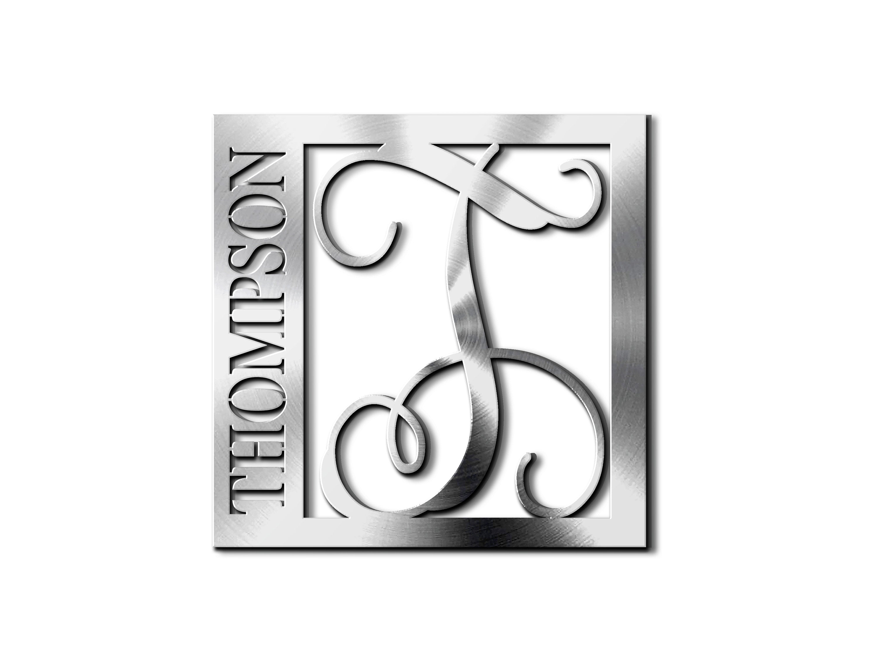 Last Name Monogram Sign, Last Name with Initial Monogram Sign, Custom Initial Sign, Personalized Last Name Sign, Metal Wall Décor Sign