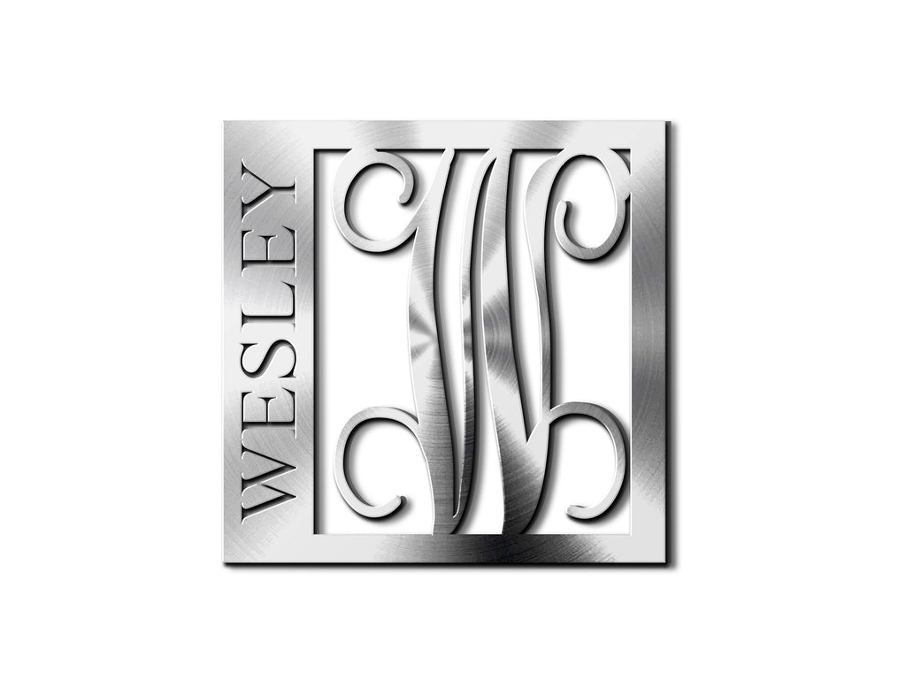 Last Name Monogram Sign, Last Name with Initial Monogram Sign, Custom Initial Sign, Personalized Last Name Sign, Metal Wall Décor Sign