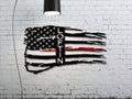 Personalized Tattered Thin Red Line American Flag Custom Metal Wall Art