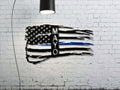 Personalized Tattered Thin Blue Line American Flag Custom Metal Wall Art