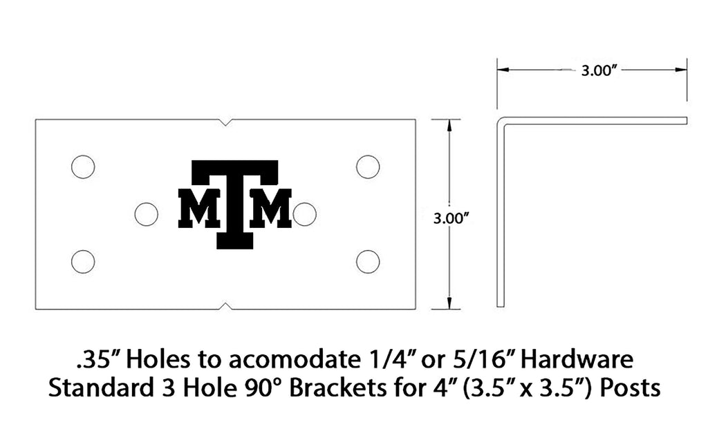 4x4 90 Degree Pergola Bracket - Steel Wood Post Support Angle Bracket