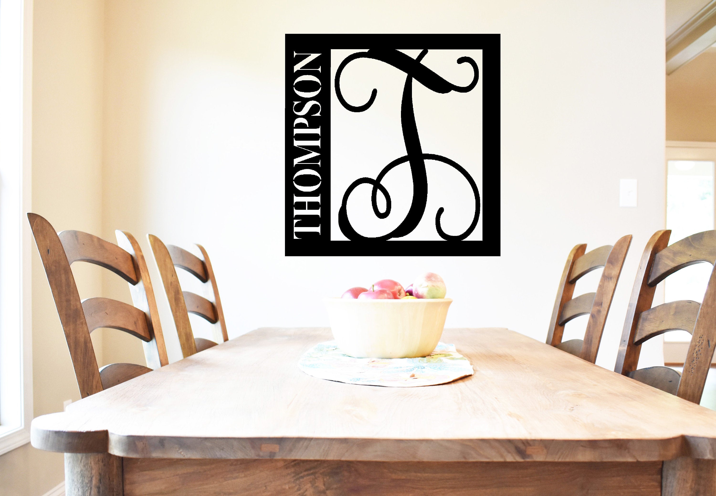 Last Name Monogram Sign, Last Name with Initial Monogram Sign, Custom Initial Sign, Personalized Last Name Sign, Metal Wall Décor Sign
