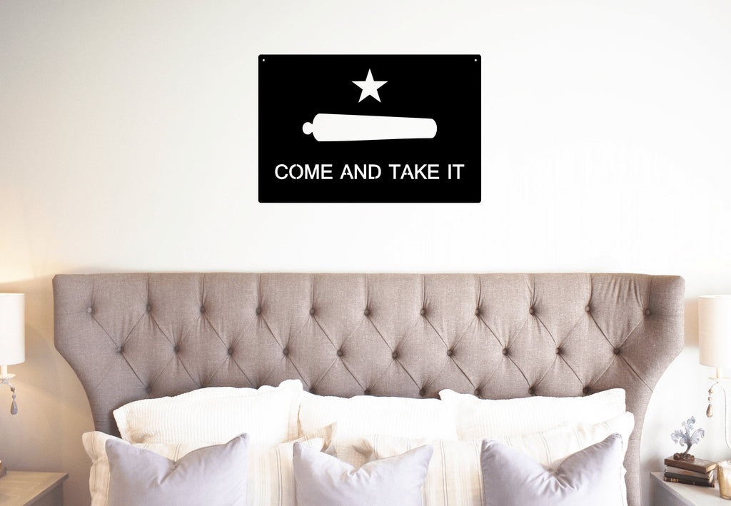 Come and Take It Metal Flag - Custom Gun Wall Art 24 Inch
