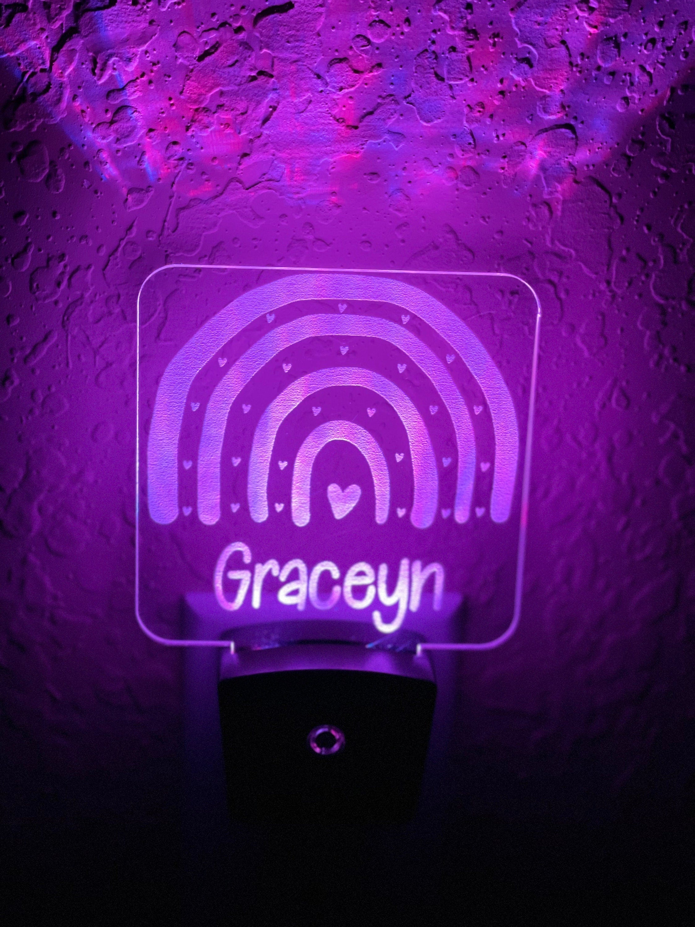 Personalized LED Rainbow Night Light | 7 Color Changing | Plug in Night Light | Name Light | Children's Night Light | Kids Room Light