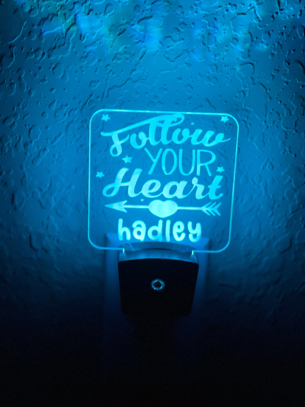 Personalized LED Follow Your Heart Night Light | 7 Color Changing | Plug in Night Light | Name Light | Children's Night Light | Kids Light