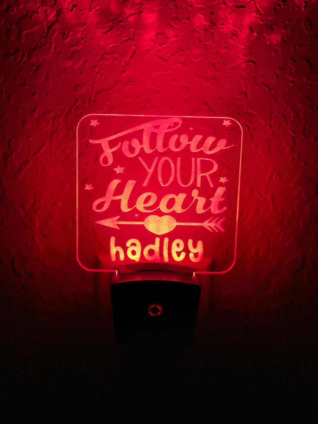 Personalized LED Follow Your Heart Night Light | 7 Color Changing | Plug in Night Light | Name Light | Children's Night Light | Kids Light
