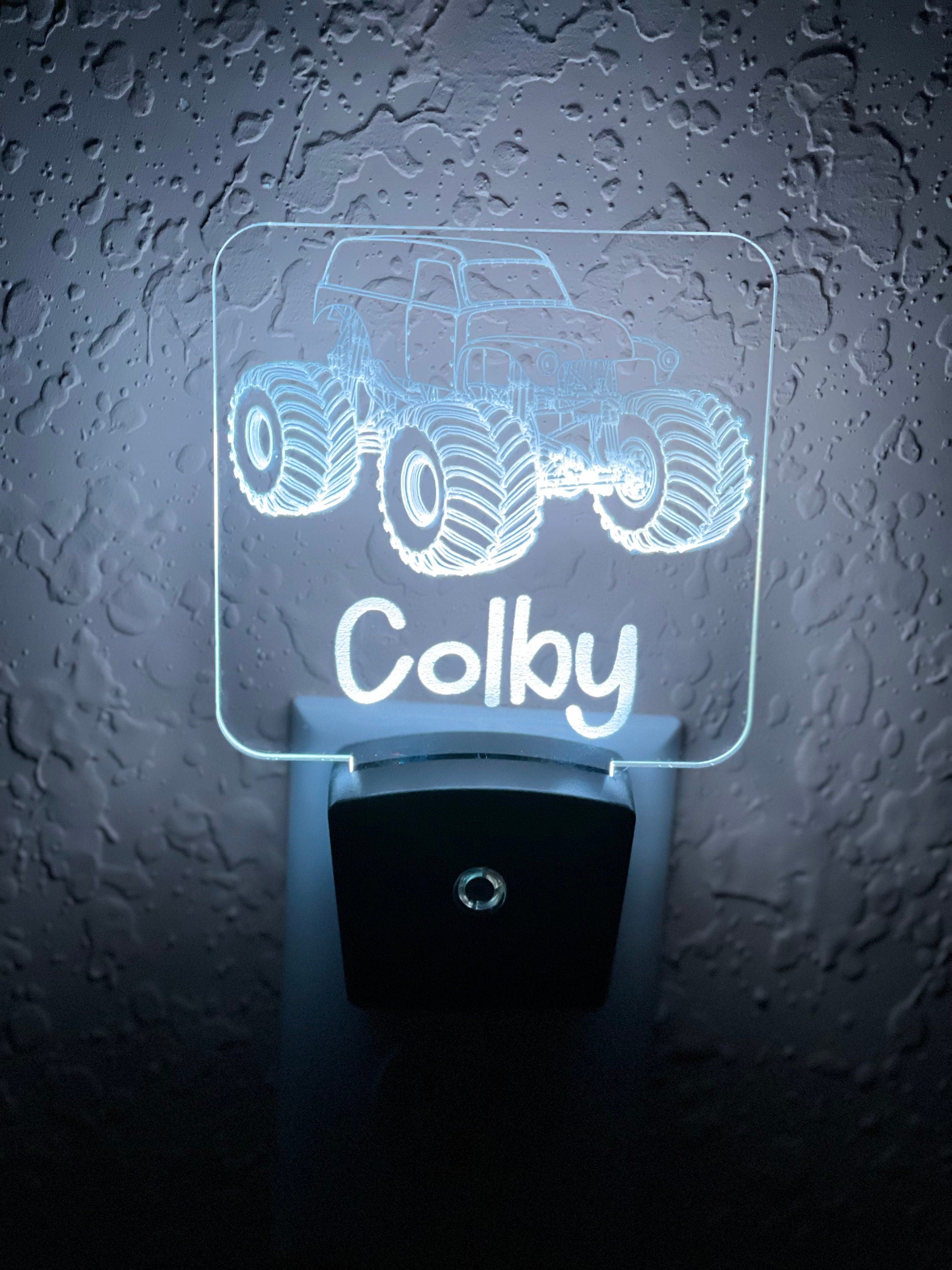 Personalized LED Monster Truck Night Light | 7 Color Changing | Plug in Night Light | Name Light | Children's Night Light | Kids Room Light