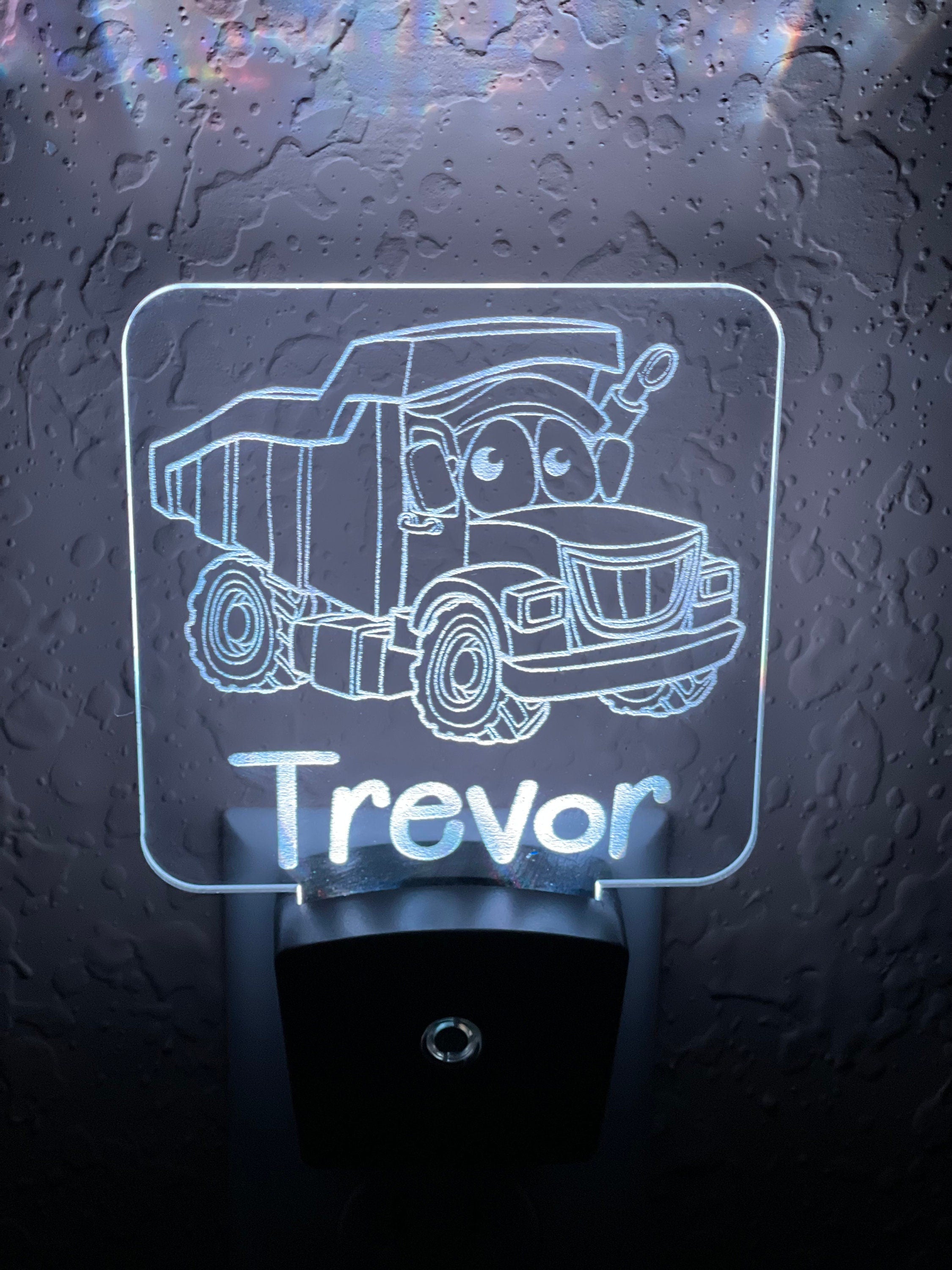 Personalized LED Dump Truck Night Light | 7 Color Changing | Plug in Night Light | Name Light | Children's Night Light | Kids Room Light