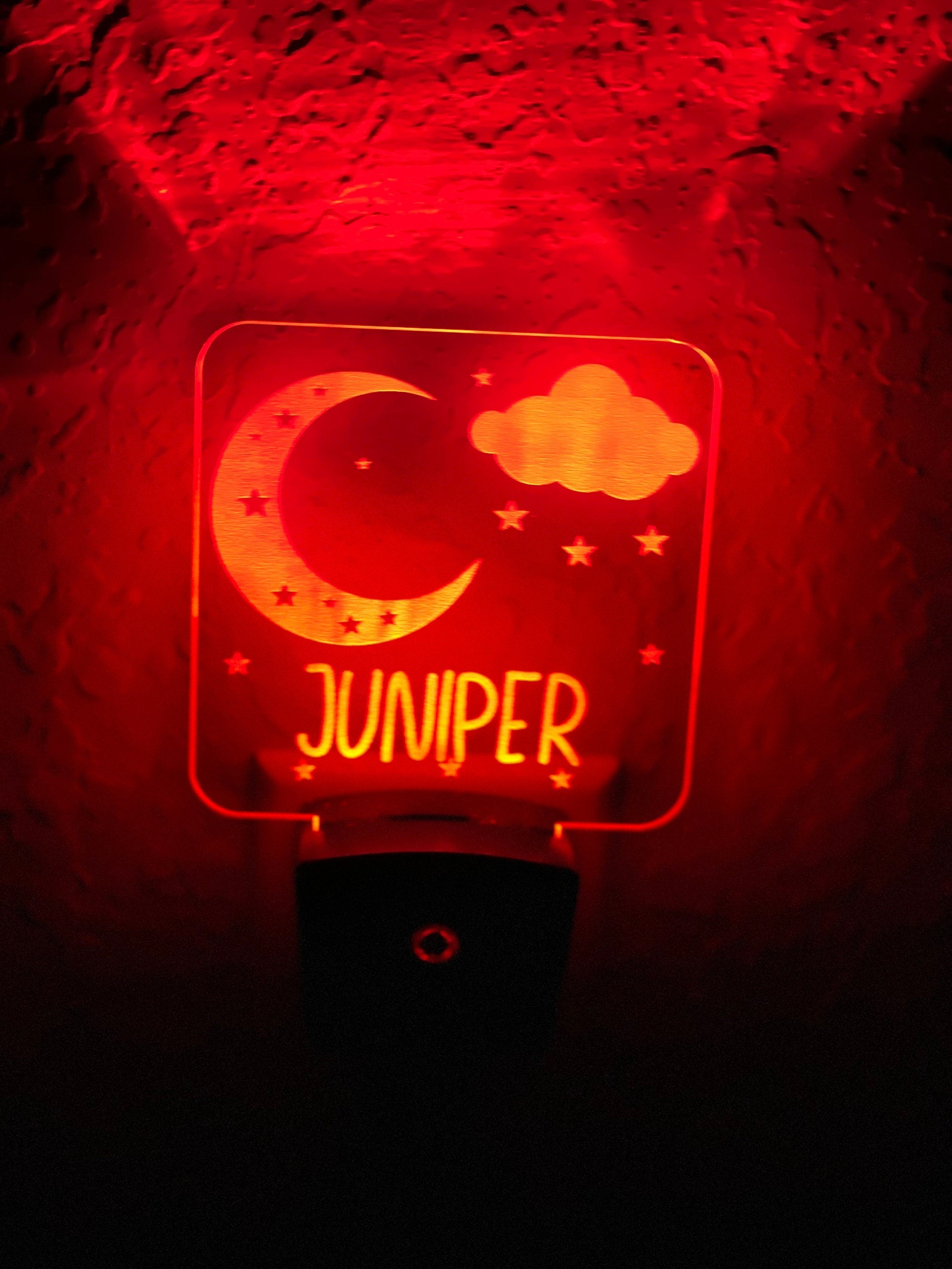 Personalized LED Moon & Stars Night Light | 7 Color Changing | Plug in Night Light | Name Light | Children's Night Light | Kids Room Light