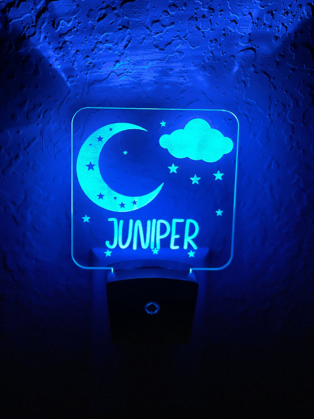 Personalized LED Moon & Stars Night Light | 7 Color Changing | Plug in Night Light | Name Light | Children's Night Light | Kids Room Light