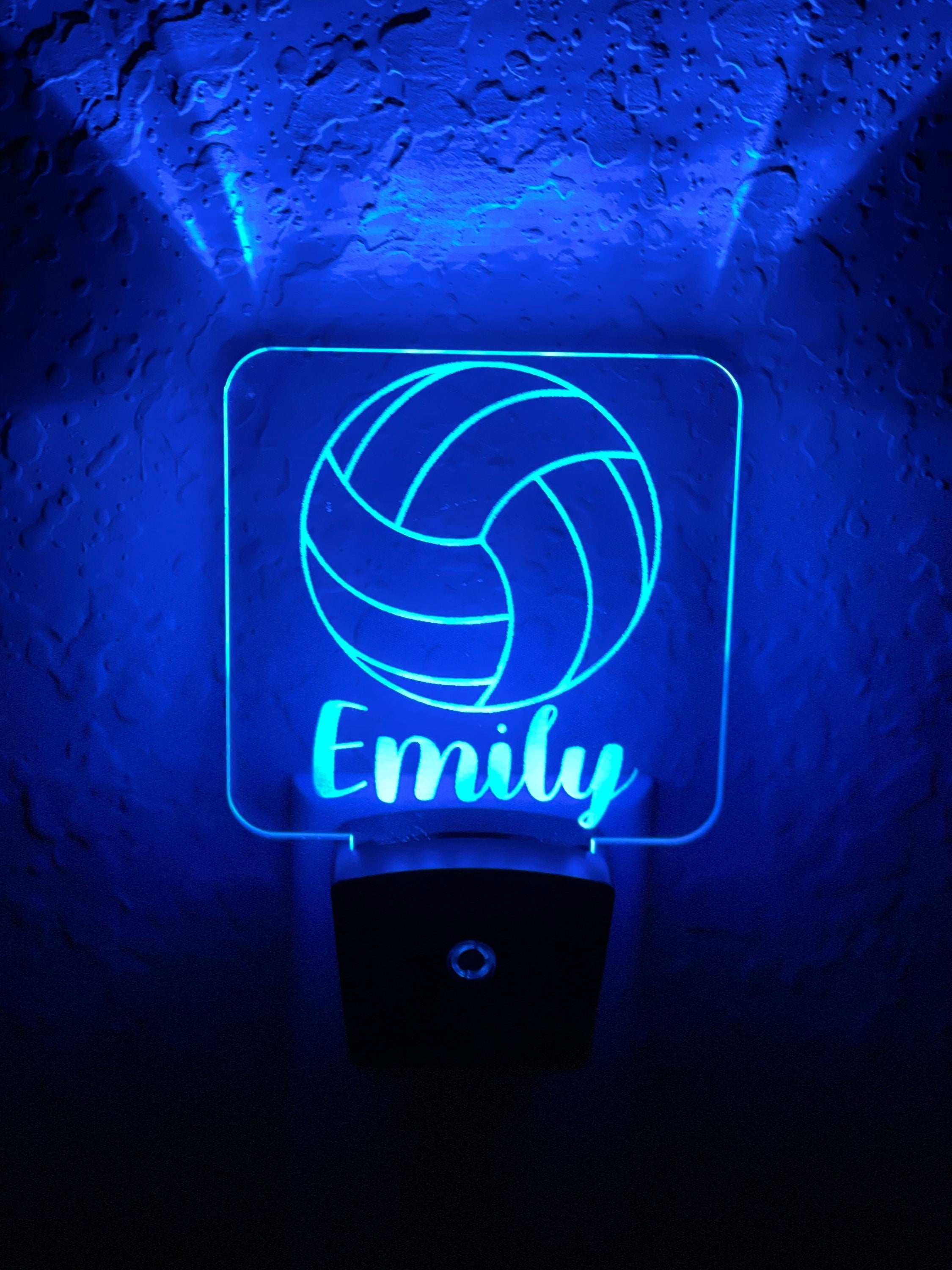 Personalized LED Volleyball Night Light | 7 Color Changing | Plug in Night Light | Name Light | Children's Night Light | Kids Room Light