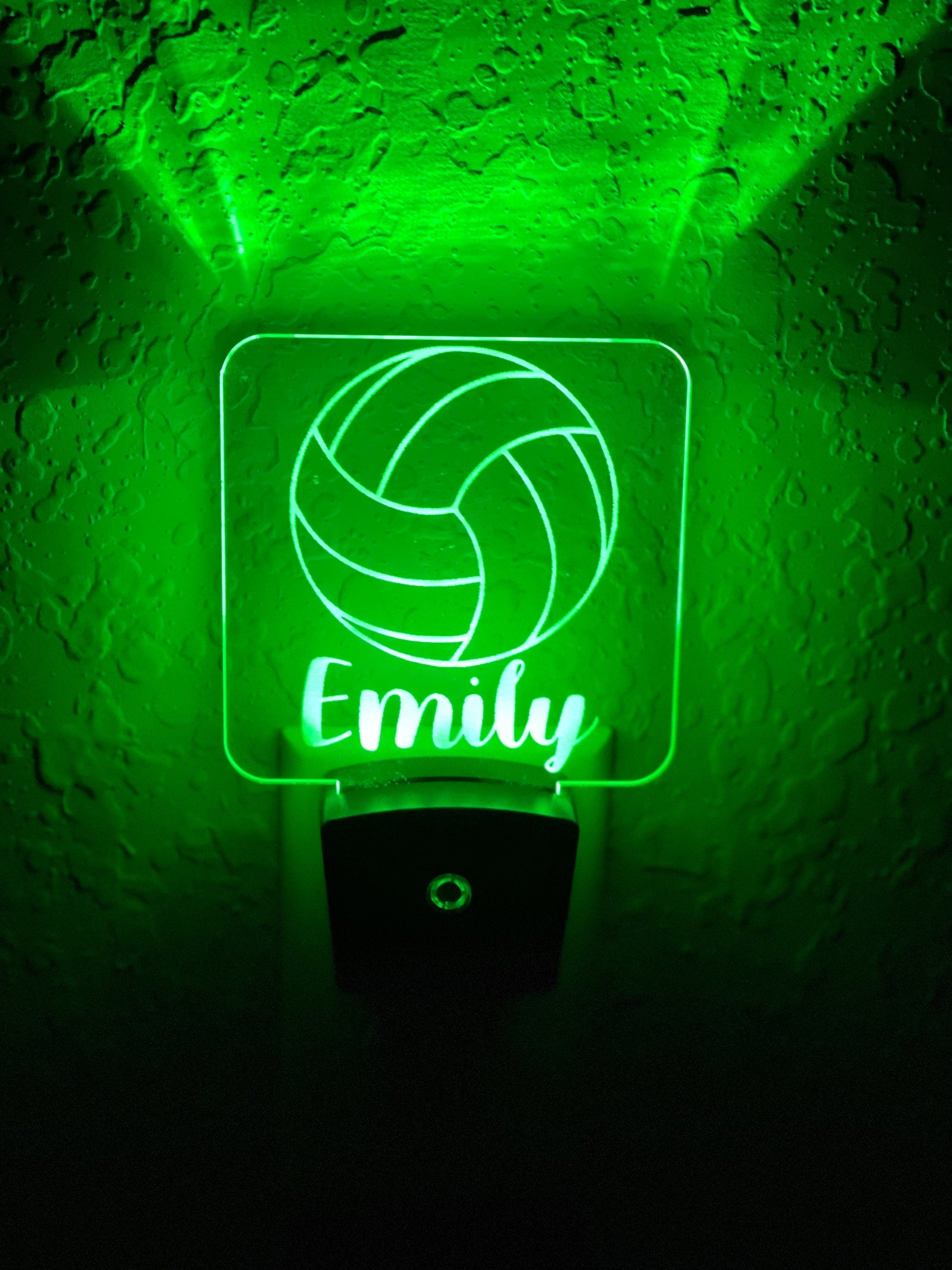 Personalized LED Volleyball Night Light | 7 Color Changing | Plug in Night Light | Name Light | Children's Night Light | Kids Room Light