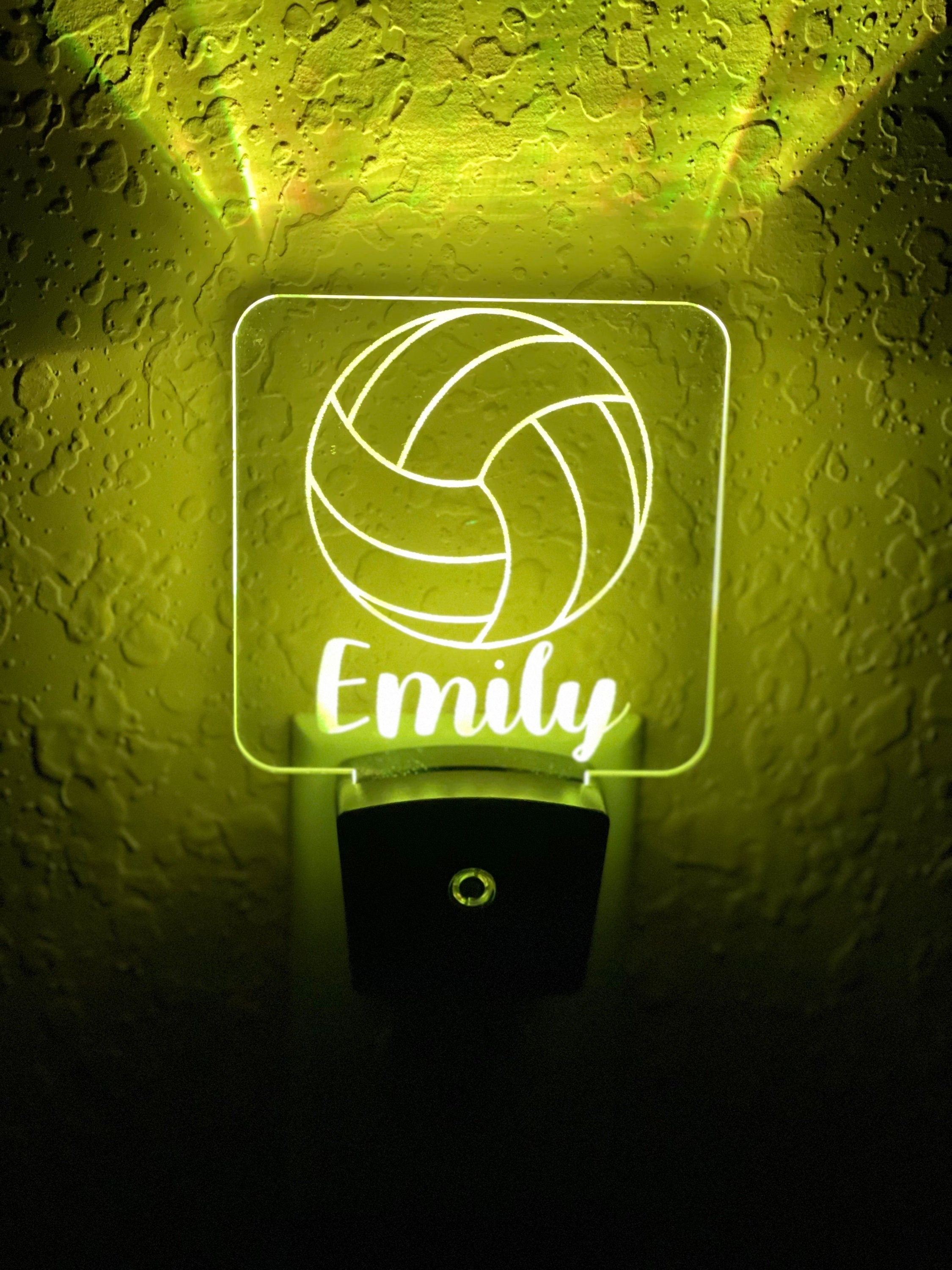 Personalized LED Volleyball Night Light | 7 Color Changing | Plug in Night Light | Name Light | Children's Night Light | Kids Room Light