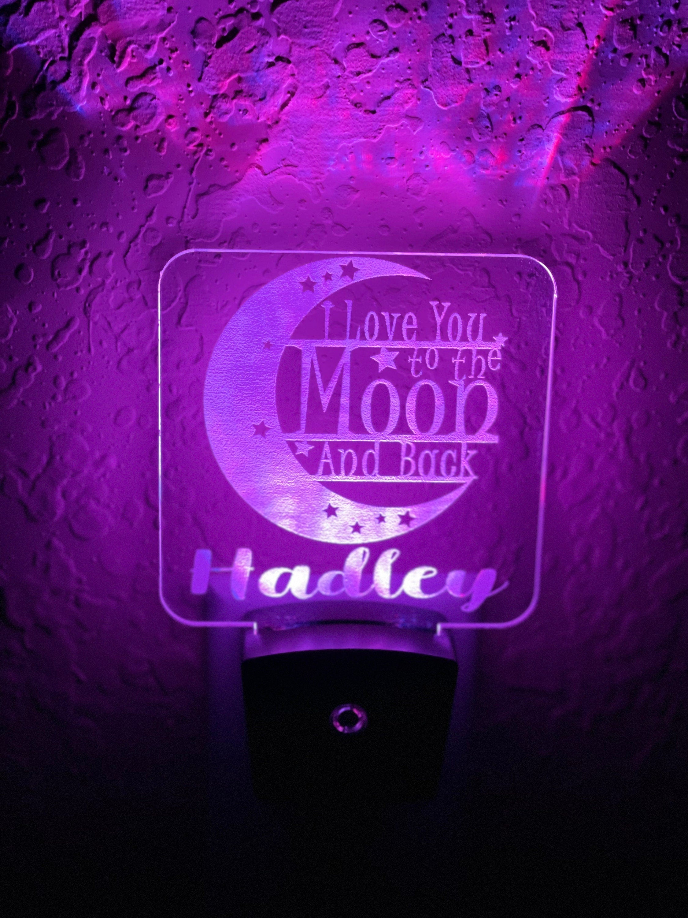 Personalized LED I Love You to the Moon & Back Night Light | 7 Color Changing | Plug in Night Light | Name Light | Night Light | Kids Light