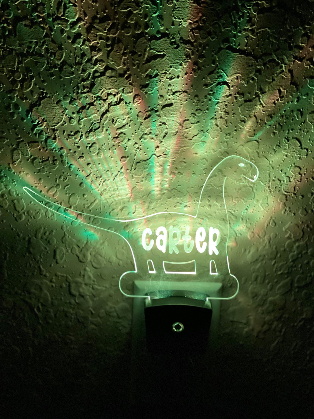 Personalized LED Brachiosaurus Dinosaur Night Light | 7 Color Changing | Plug in Night Light | Name Light | Children's Light | Room Light