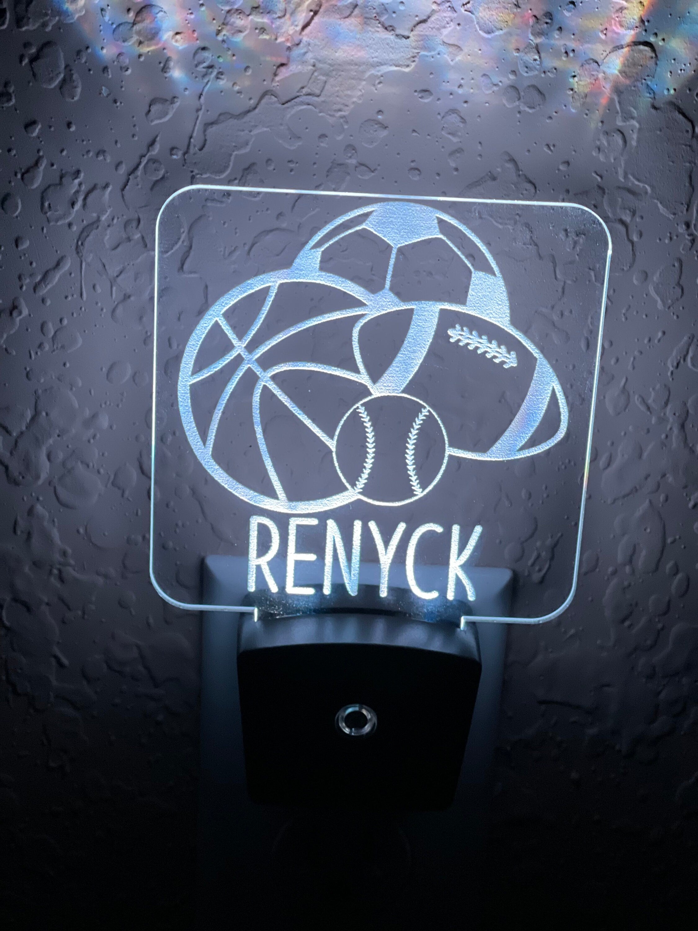 Personalized LED Sports Balls Night Light | 7 Color Changing | Plug in Night Light | Name Light | Children's Night Light | Kids Room Light
