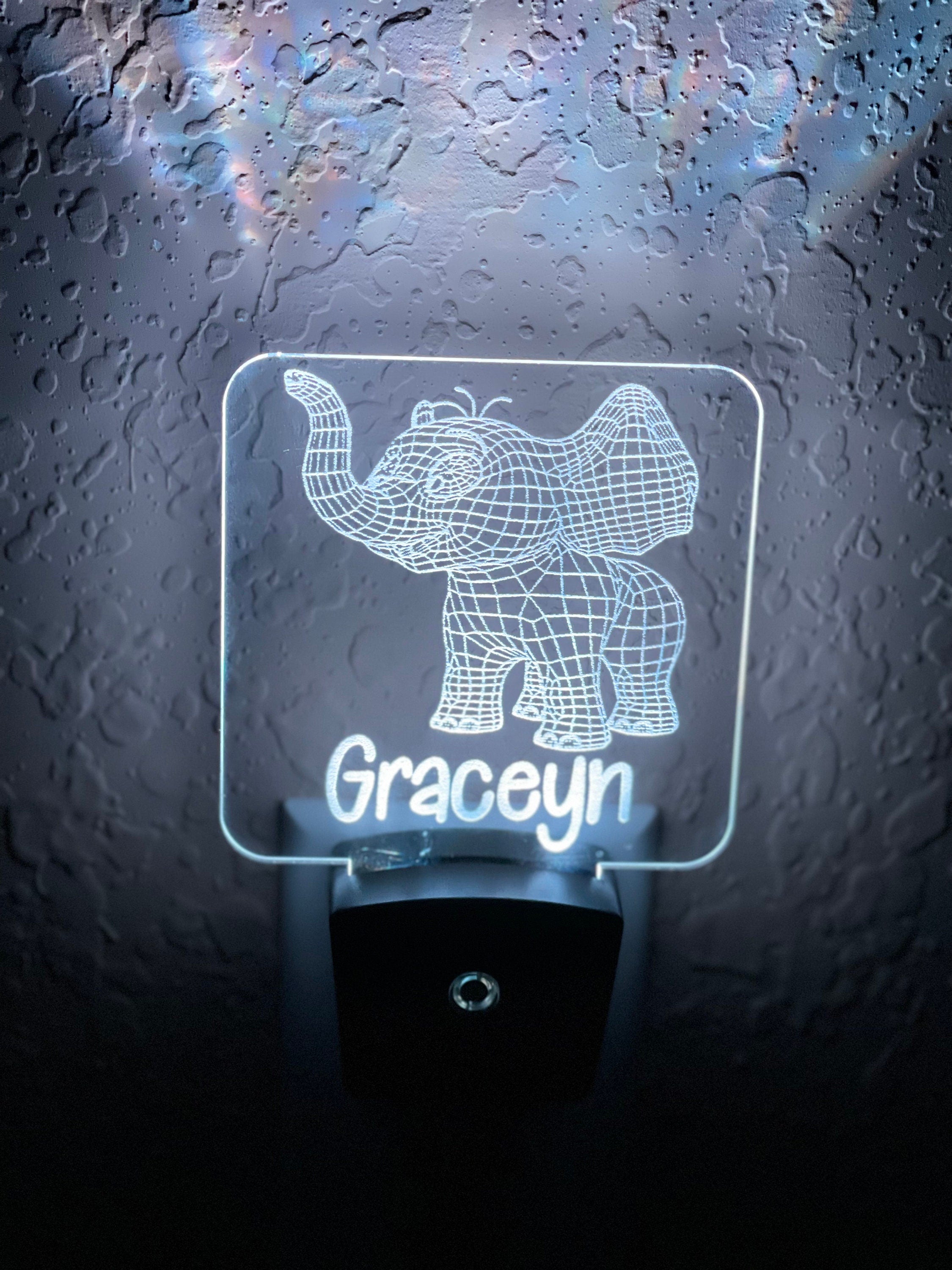 Personalized LED Baby Elephant 3D Night Light | 7 Color Changing | Plug in Night Light | Name Light | Children's Night Light | Room Light
