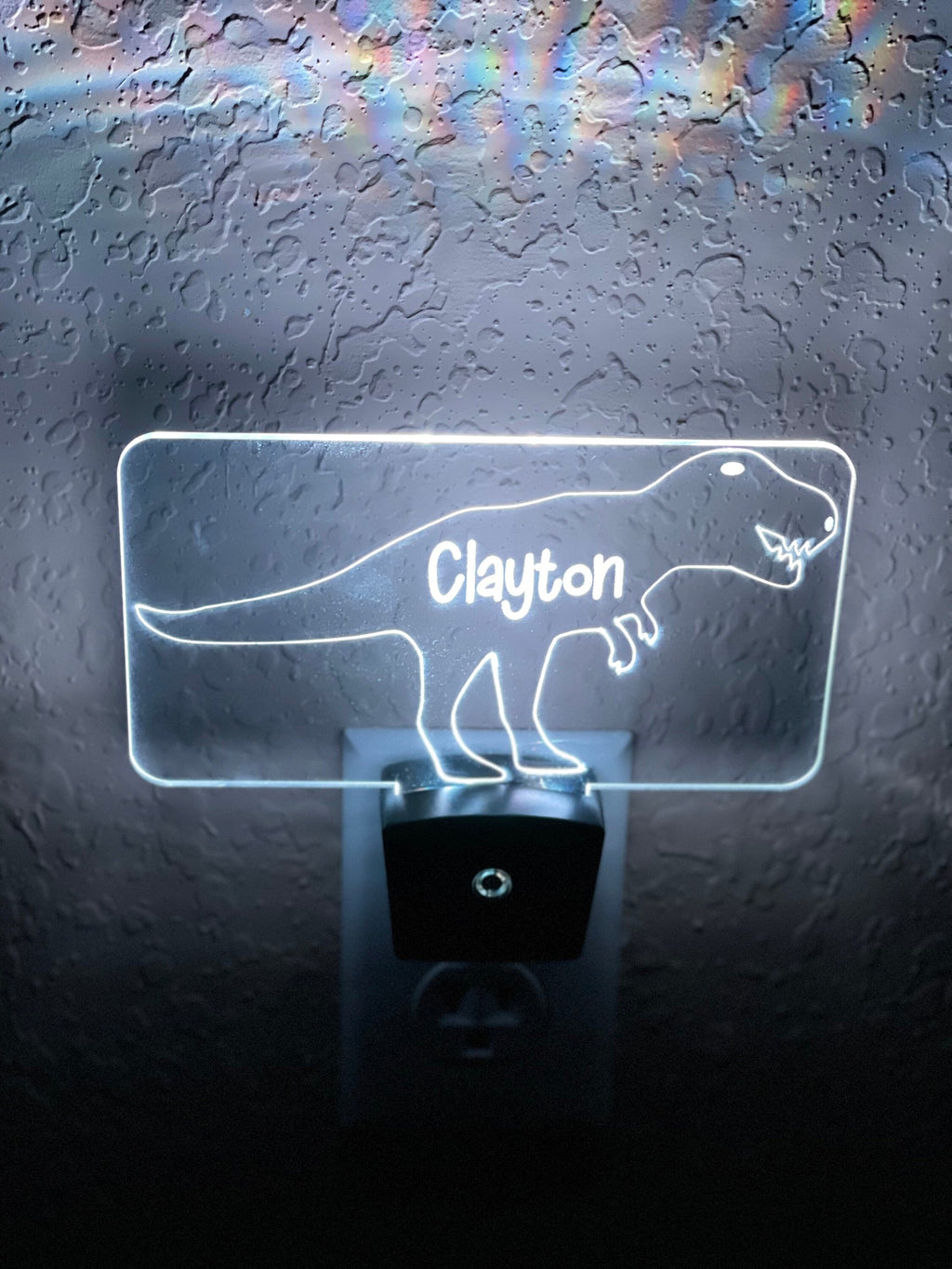 Personalized LED T-Rex Dinosaur Night Light | 7 Color Changing | Plug in Night Light | Name Light | Children's Night Light | Kids Room Light
