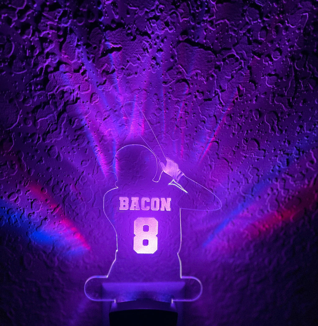 Personalized LED Baseball Batter Night Light | 7 Color Changing | Plug in Night Light | Name Light | Children's Night Light | Kids Light