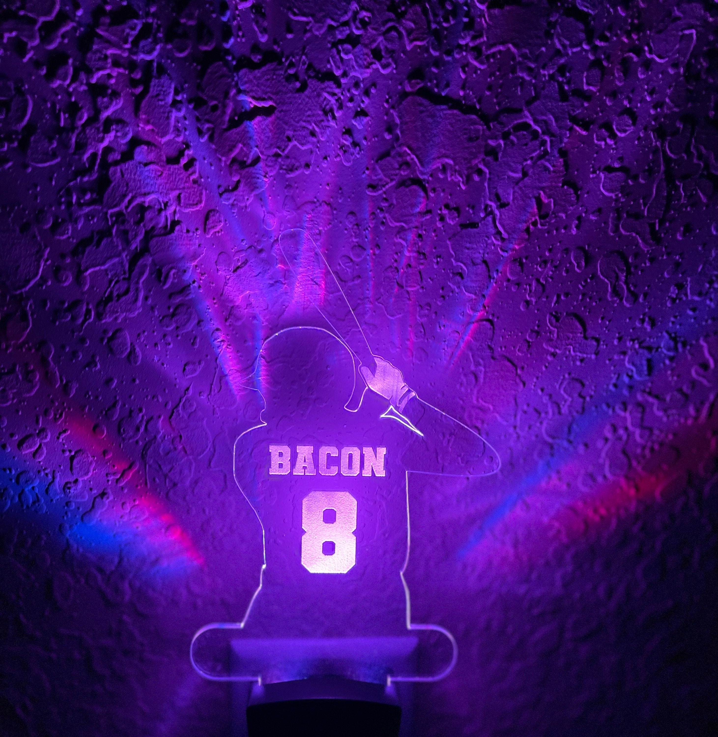 Personalized LED Baseball Batter Night Light | 7 Color Changing | Plug in Night Light | Name Light | Children's Night Light | Kids Light